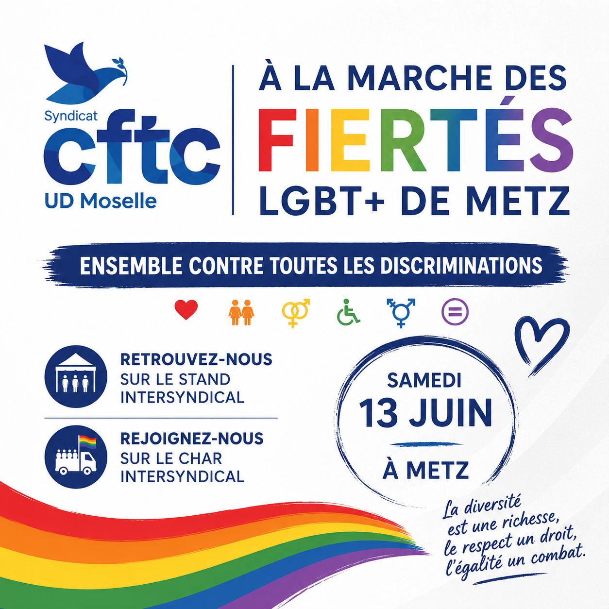 ️‍ La CFTC Moselle sera présente à la Marche des Fiertés de Metz !